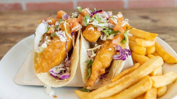 2 Seasalt Fish Tacos and Chips.