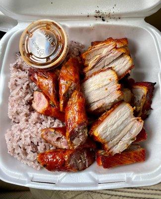 Hmong Sticky Rice w/ Sausage, Pork Belly and Pepper Sauce