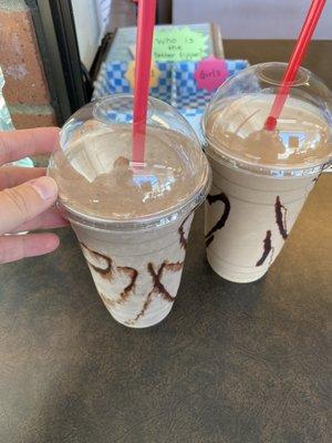 Vegan/dairy free milkshakes! (Size large was only like $4 something) Oreo on the left, Chocolate Peanut Butter on the right