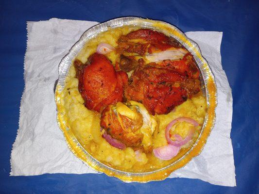 Delicious Baked chicken with Mangu.