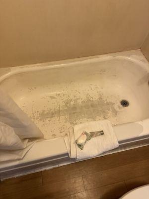 Gross bathtub , mold on corners