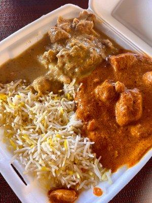 Chicken Tikka Masalaand chucked Chicken Korma