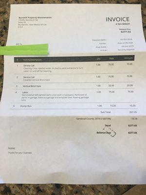 Invoice for the "fix". This is a shady company.