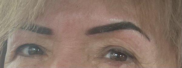 Brows immediately after permanent makeup!