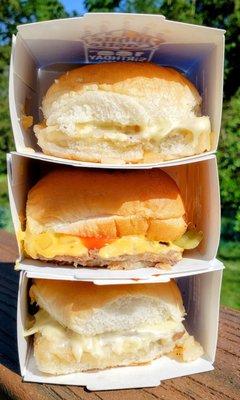 Jalapeño Cheese Sliders (my fave!) + Cheddar Cheese Slider.