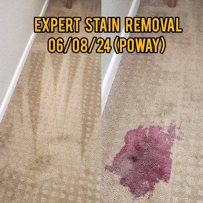 RED STAIN SUCCESSFULLY REMOVED. (My client was very happy)