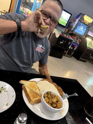 Chicken fry with okra and a Randy