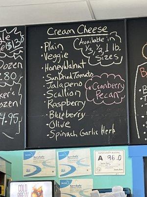 Cream cheese selection