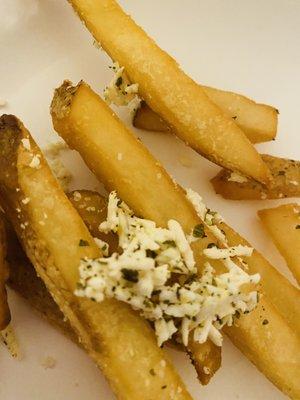 To die for Greek fries with feta cheese and oregano - even better with garlic sauce on the side!