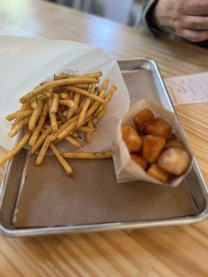 Rosemary fries, and sweet potato tater tots