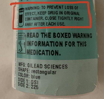 Publix prescription warning sticker applied to medication bottle!