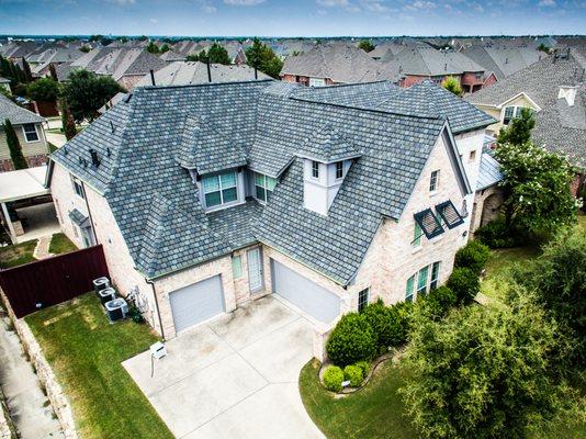 CertainTeed Highland Slate Smoky Quartz with High Profile Ridge shingles