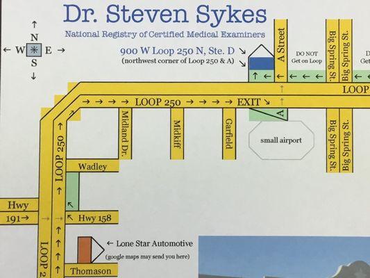 Sykes Chiropractic Map to our office!