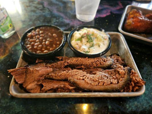 Brisket, potatoe salad, baked beans