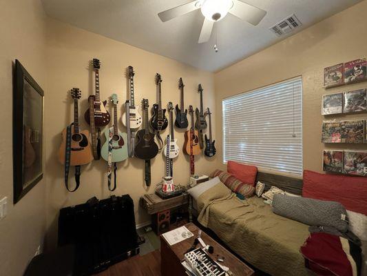 He's set up all these guitars for me. Great work