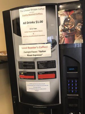 Coffee vending machine in the corner