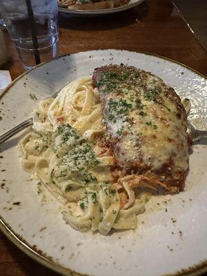 Chicken parm with fettuccine Alfredo