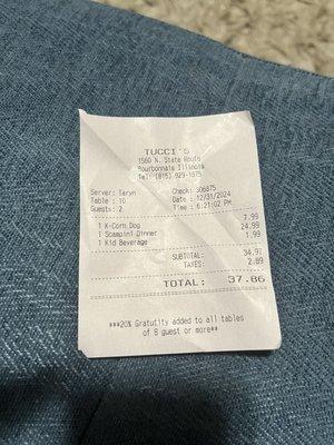 Original receipt