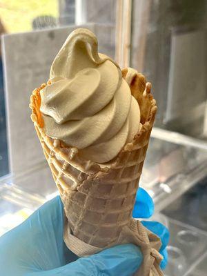 Honey Creemee ~ Honey Soft Serve Ice Cream in waffle cone