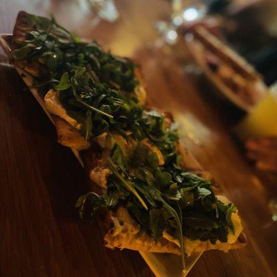 Pear and arugula flatbread