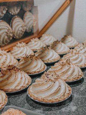 Chocolate and Coconut Meringue pies