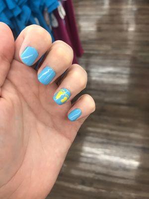 It's a boy!! Baby shower nails I showed her baby feet and she produced beautifully