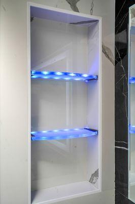 L.E.D. glass shelves