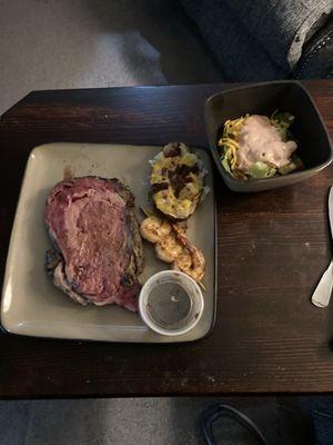 Prime Rib with baked potato and house salad