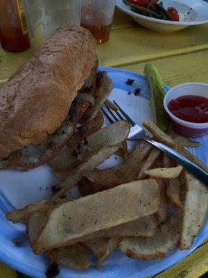 Philly steak on back patio