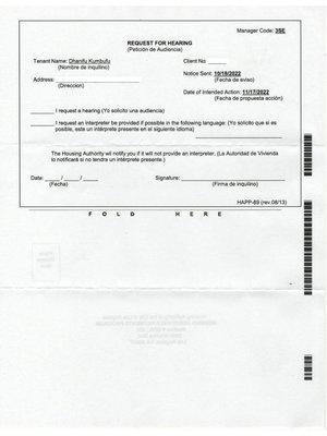 REQUEST FOR HEARING FORM