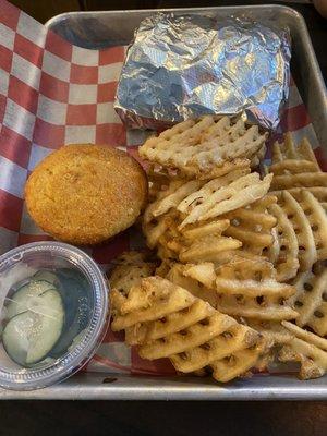 Ribs with waffle fries