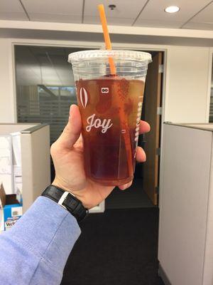 my iced coffee 10min after buying it. almost totally see through