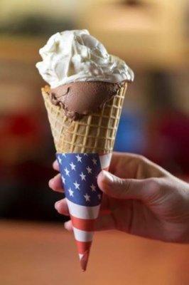 Chocolate Frozen Custard with Whipped Cream in Waffle Cone