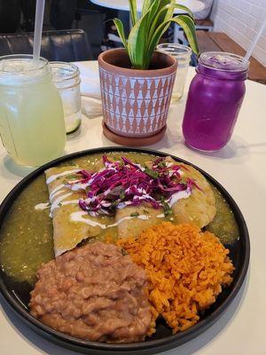 Enchiladas and butterfly  tea.