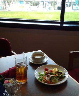 I went for a light lunch from the soup and salad bar, but it was oh-so-yummy! A nice view too-even on an overcast day.