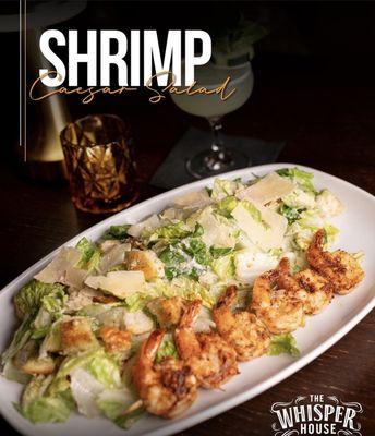 Our Shrimp Caesar Salad-Grilled Shrimp, Chopped Romaine, Parmesan Cheese, Cherry Tomatoes, Croutons, & Caesar Dressing