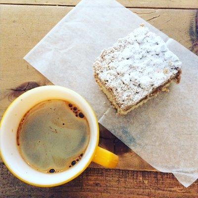 Short americana with homemade crumb cake from Two Sweet Girls