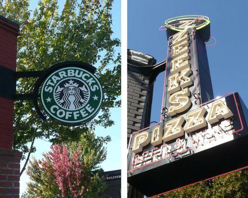 Coffee shops and restaurants half a block from our front door.