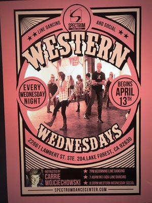 Country Western Line Dancing and Social happens every Wednesday night beginning at 7pm at SDC!