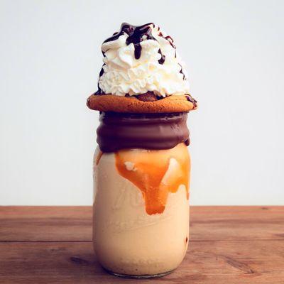 Cold brew cookie monster milkshake