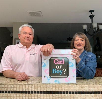 Grandparents, long distance gender reveal!