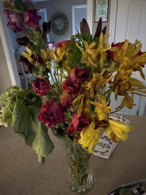 Dead flowers sold at store