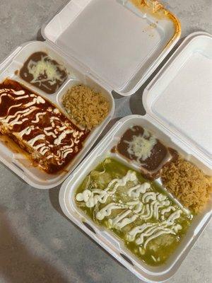 Red and Green Enchiladas