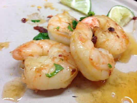 A garlic-chili shrimp dish made at their seafood cooking class.