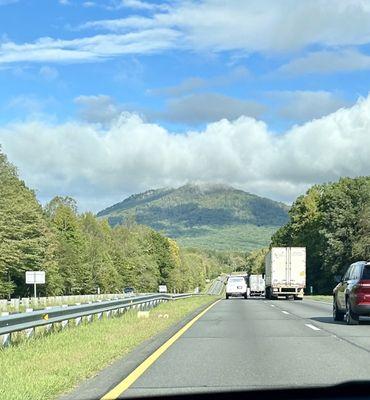 Cloud covered Pilot Mountain. View from Pilot Mtn Parkway.