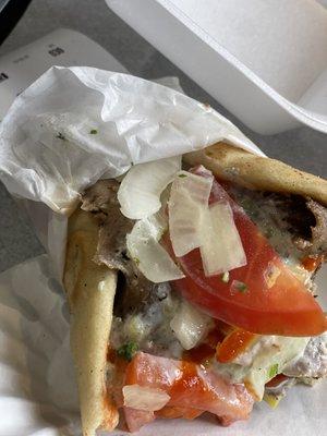 The Gyro - sorry this picture was not taken until after I wrecked it with my mouth!