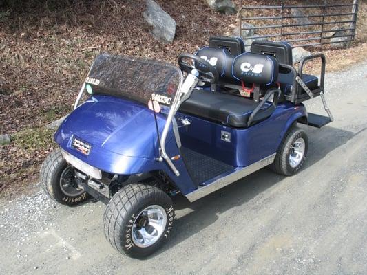 Custom EZGO Golf Cart built for C&S Racing wiith new color and modifications (24 HP Honda V-Twin + High Speed Gears = 40 MPH)