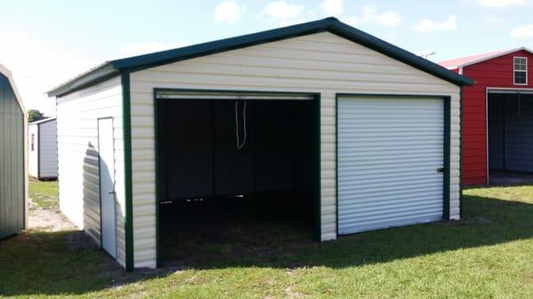 22 x 21 with 9' Side walls, 2-9x8 roll-ups and 1-Walkdoor and 1-Window $6316.00 plus tax, includes Free Installation Exclusive B-Lap siding