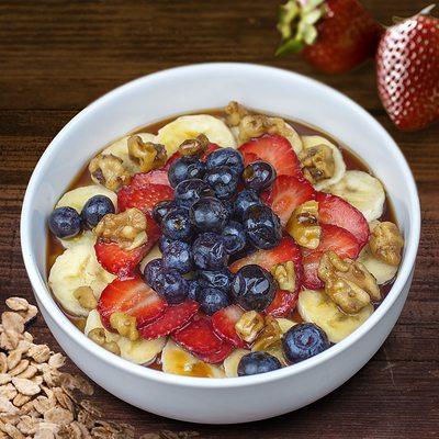 Organic Coconut Oatmeal with blueberries & strawberries