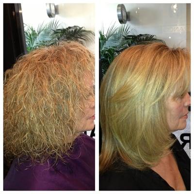 Before and after. Color, cut and Brazilian Blowout